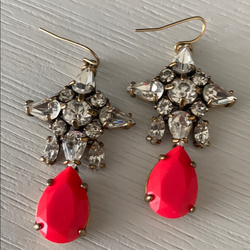 JCrew earrings rhinestone and hot pink